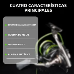 Carrete giratorio DEUKIO 5.2:1 – Arrastre 12 kg, agua salada y dulce