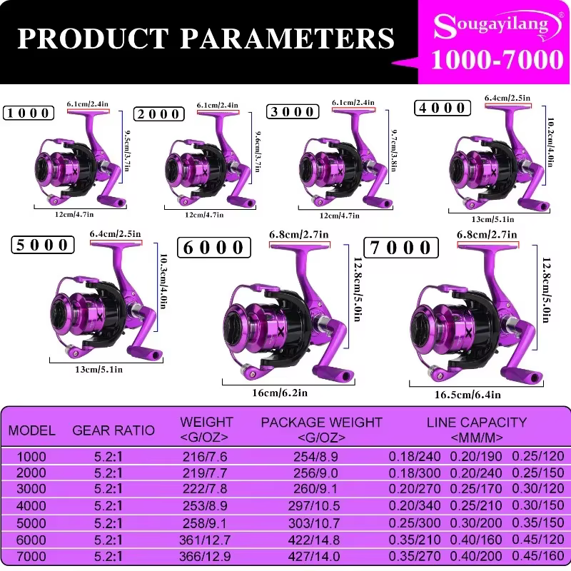 Sougayilang Spinning ultraligero 1000-7000 para pesca deportiva - imagen 2