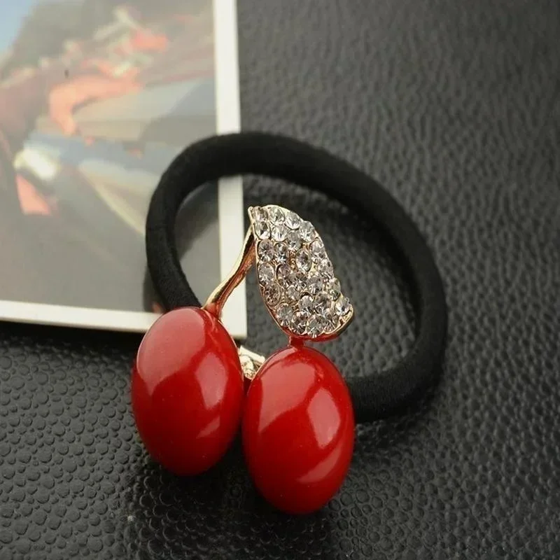 Cuerda de pelo con cuentas hojas cerezo rojas y blancas - imagen 5