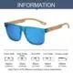 Gafas de sol retro efecto madera, montura cuadrada UV400 bisagra resorte - imagen 2