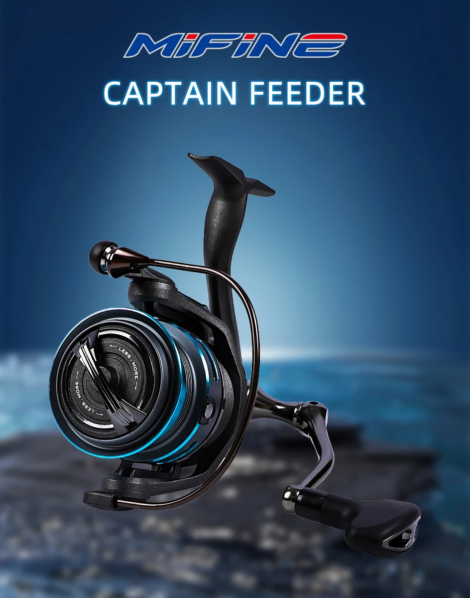 Vista frontal del carrete MIFINE CAPTAIN FEEDER