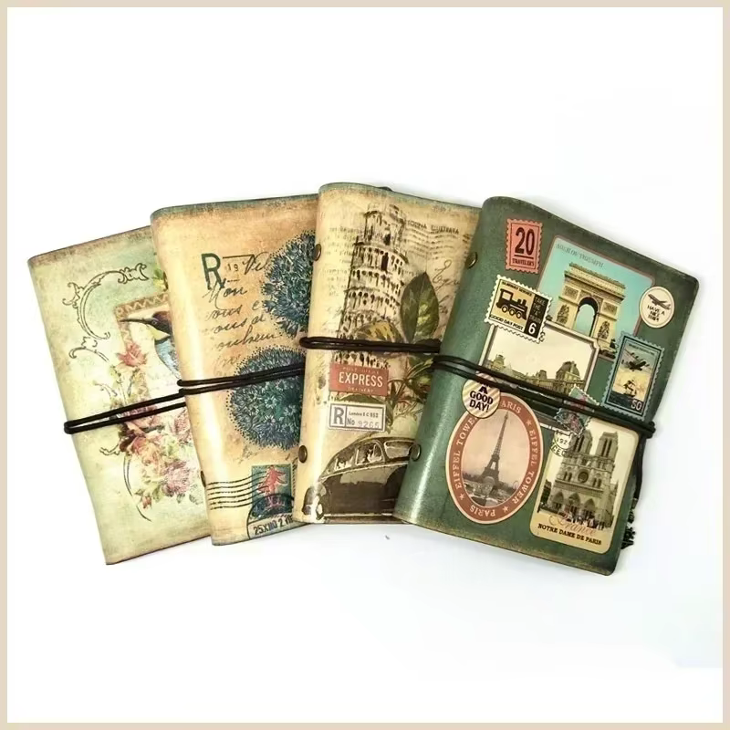 Cuaderno vintage piel PU para escribir – Agenda creativa papel Kraft - imagen 5