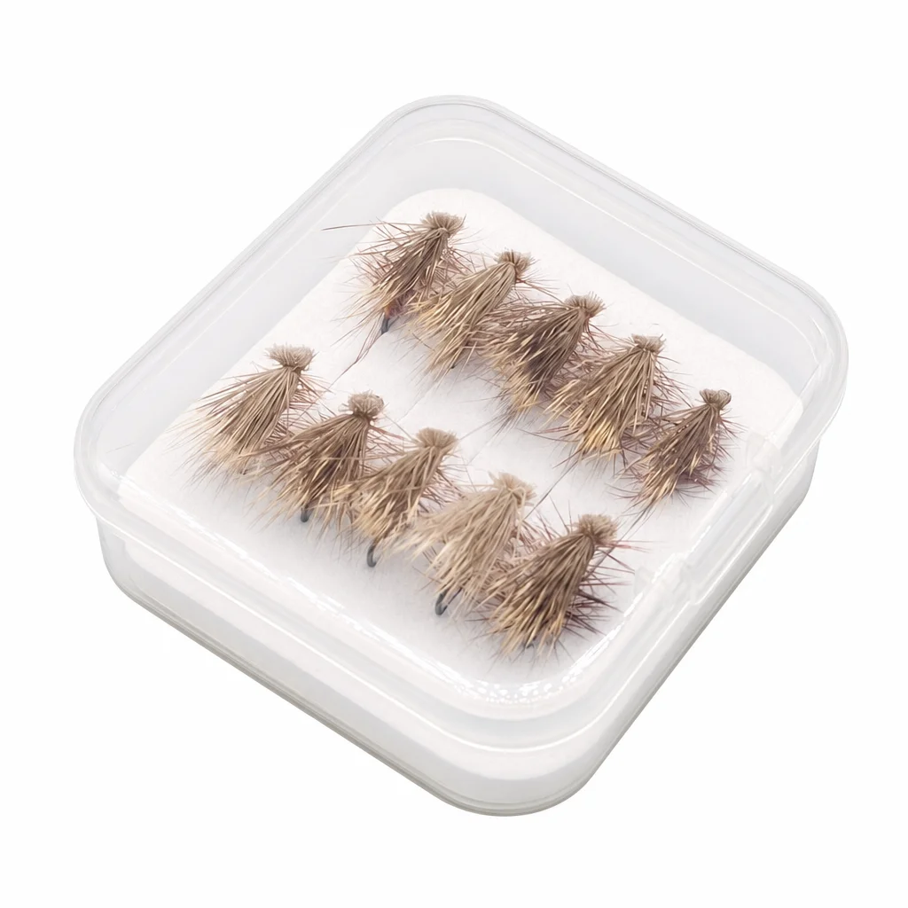 Mosca seca Caddis de pelo de ciervo natural para trucha - imagen 3