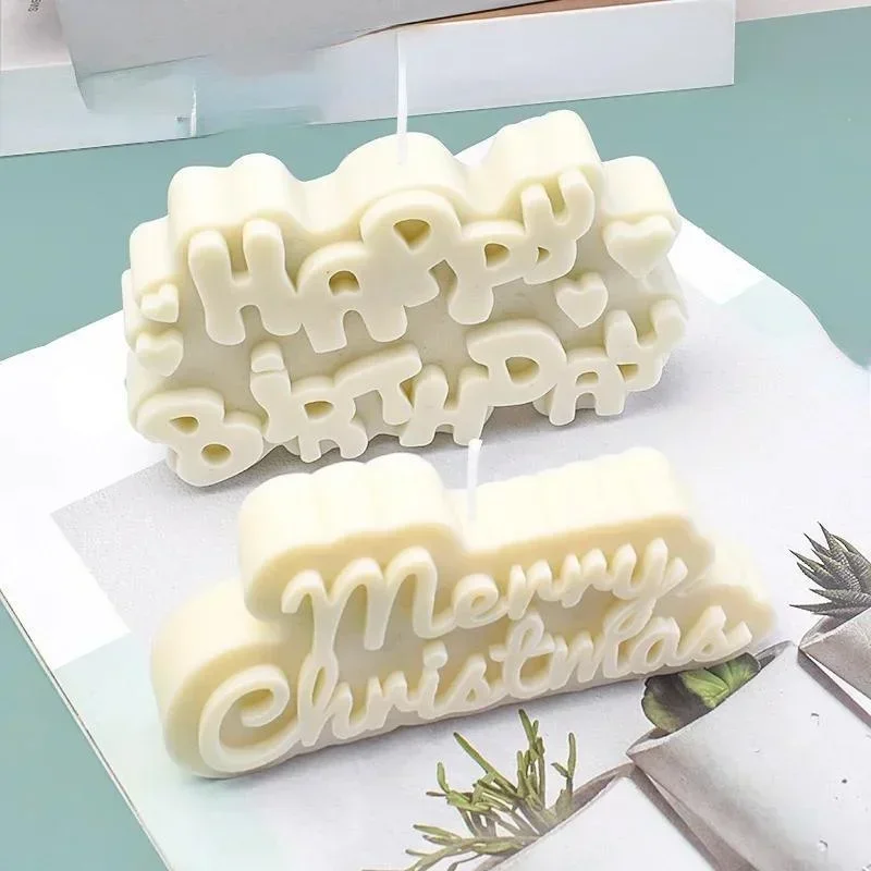 Molde de silicona Feliz Cumpleaños y Navidad para velas de aromaterapia - imagen 4