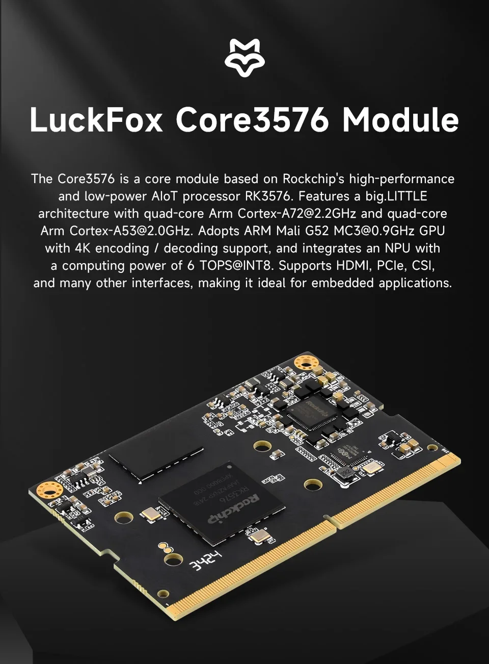 Placa del módulo Luckfox Core3576