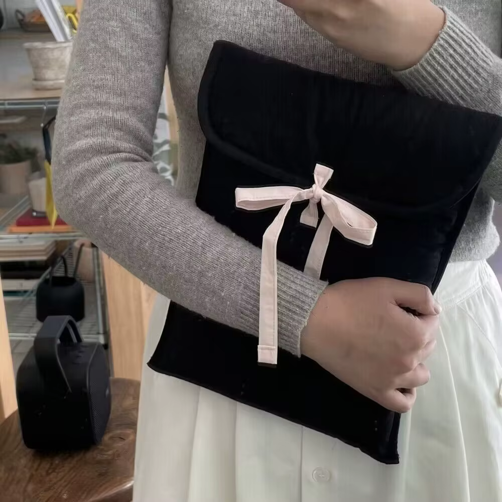 Bolso de algodón con lazo rosa – Gran capacidad para mujer