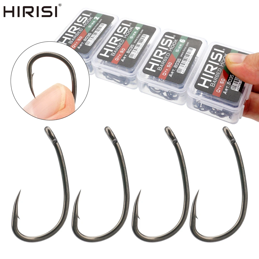 Anzuelos micro con púas Hirisi de acero inox PTFE y ojo para empalmar - imagen 3