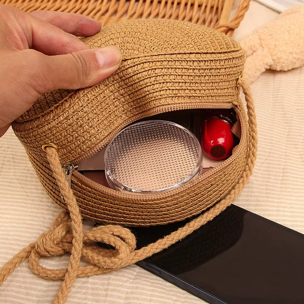 Bolso de Playa Tejido en Paja – Bandolera Redonda para Verano - imagen 4