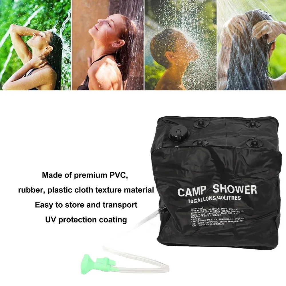 Bolsa de ducha portátil solar de PVC removible con rociador para camping - imagen 2
