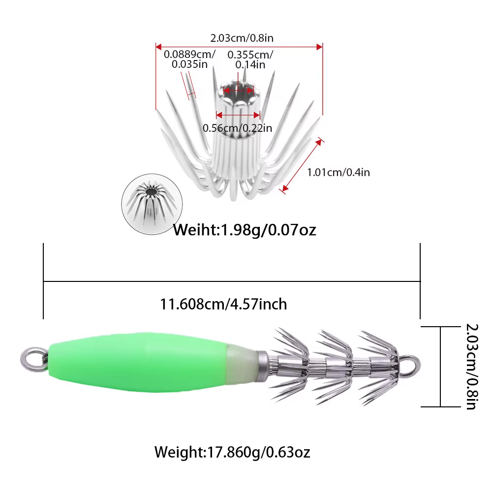 Señuelo fluorescente para calamar con anzuelo inoxidable - imagen 3