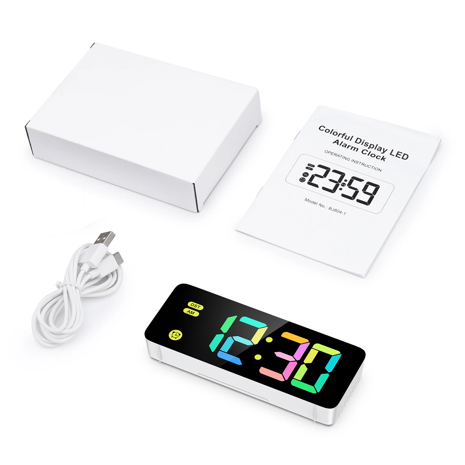 Detalle del cable USB y botones del reloj