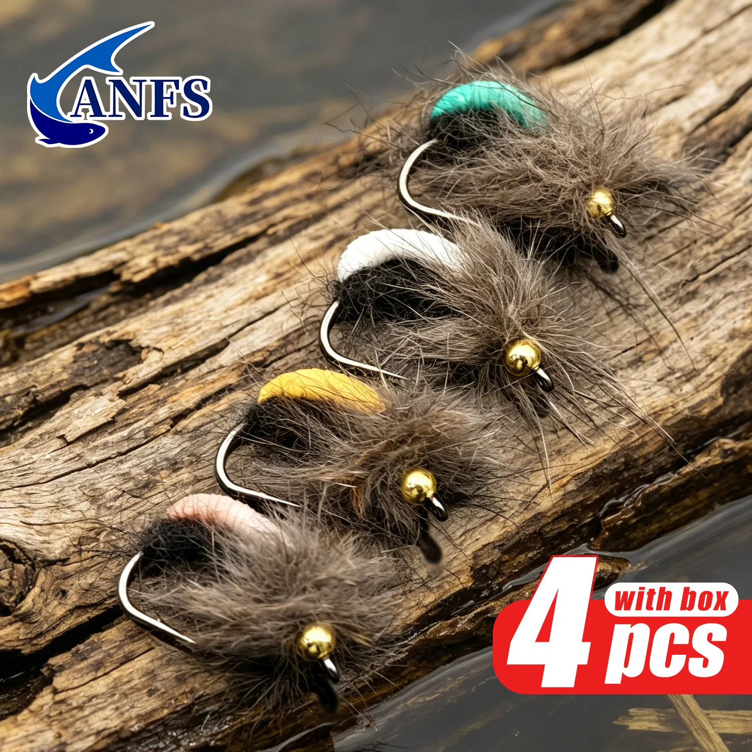 ANFS Moscas Caddis artificiales para pesca con mosca – con caja - imagen 3