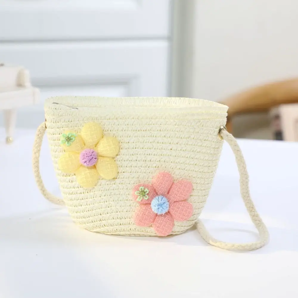 Bolso cruzado de paja tejido a mano para niña con monedero - imagen 4