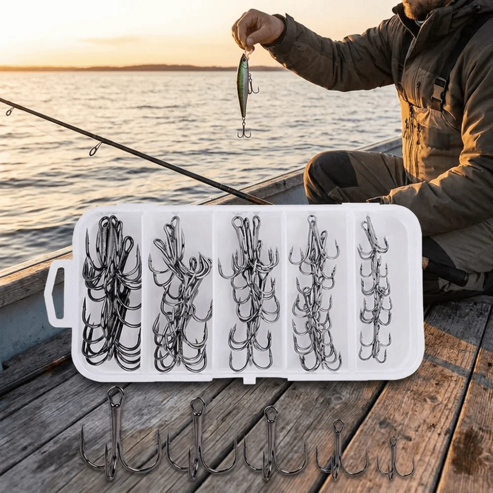 Anzuelos triples resistentes a la corrosión con púas para pesca - imagen 3