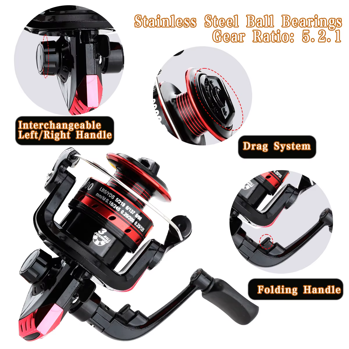 Kit pesca doble caña 1,8 m multifuncional con carretes y señuelos - imagen 2
