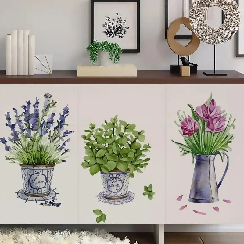 Pegatinas de pared con flores en acuarela para cocina y hogar - imagen 5