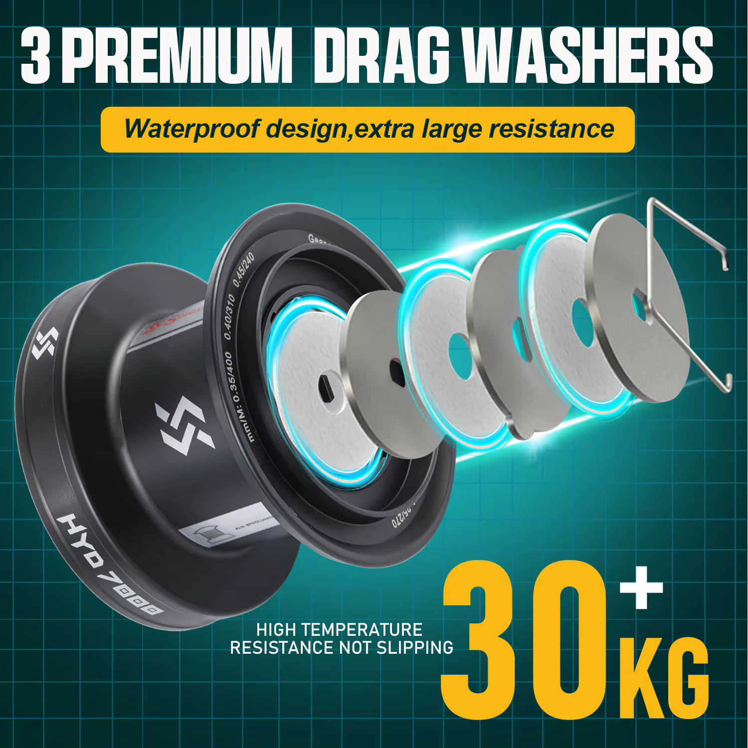 Carrete de Pesca Sougayilang HYD7000 con bobina de aluminio y arrastre - imagen 3