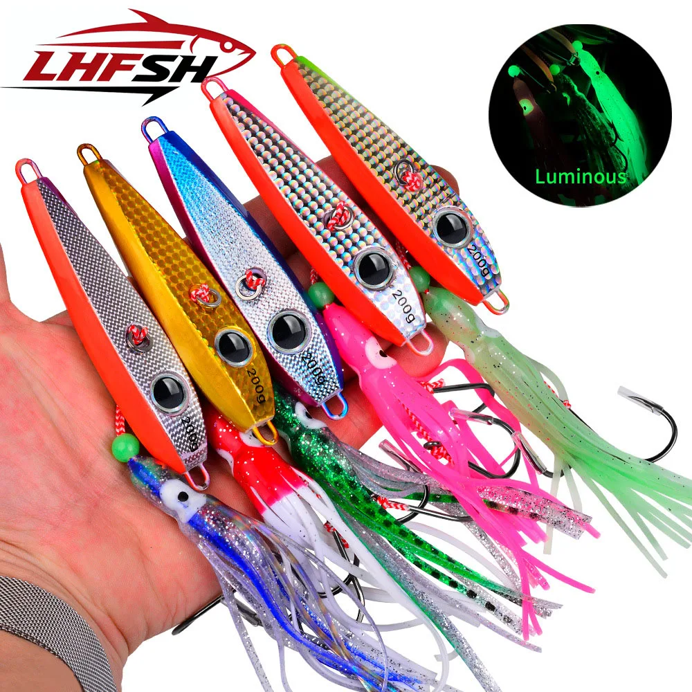 LHFSH Inchiku metal bala con doble anzuelo y falda de pulpo luminosa - imagen 3