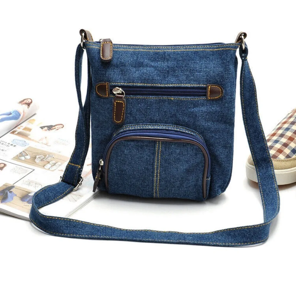 Bolso bandolera tote cruzado vaquero retro para mujer estilo casual - imagen 4