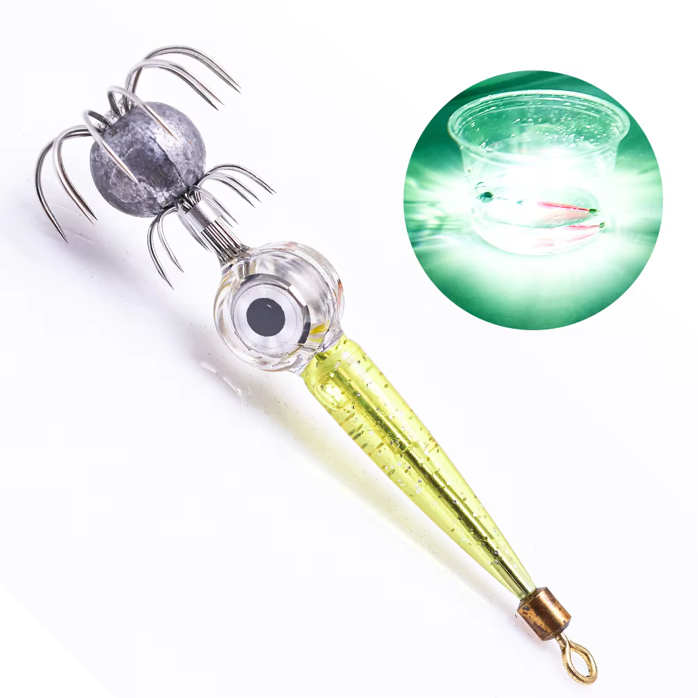 Jig LED para Calamar con Plomo – Pesca Nocturna en Profundidad