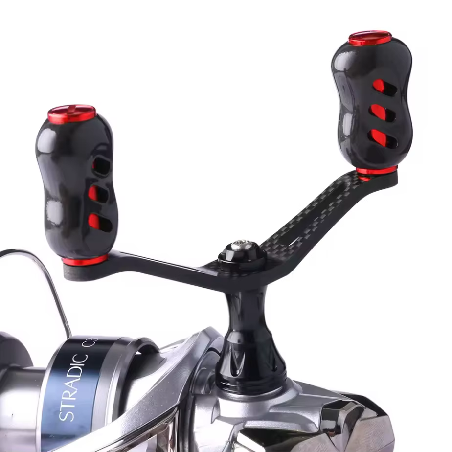Manivela carbono doble DEUKIO para carrete con rodamientos