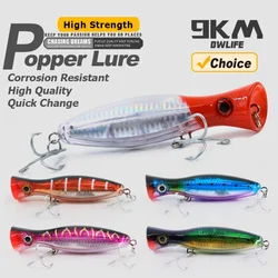 Popper de agua salada con anzuelo triple para Striper y atún