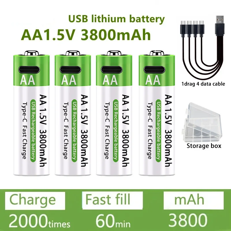 Batería recargable de litio USB-C para control remoto, carga rápida