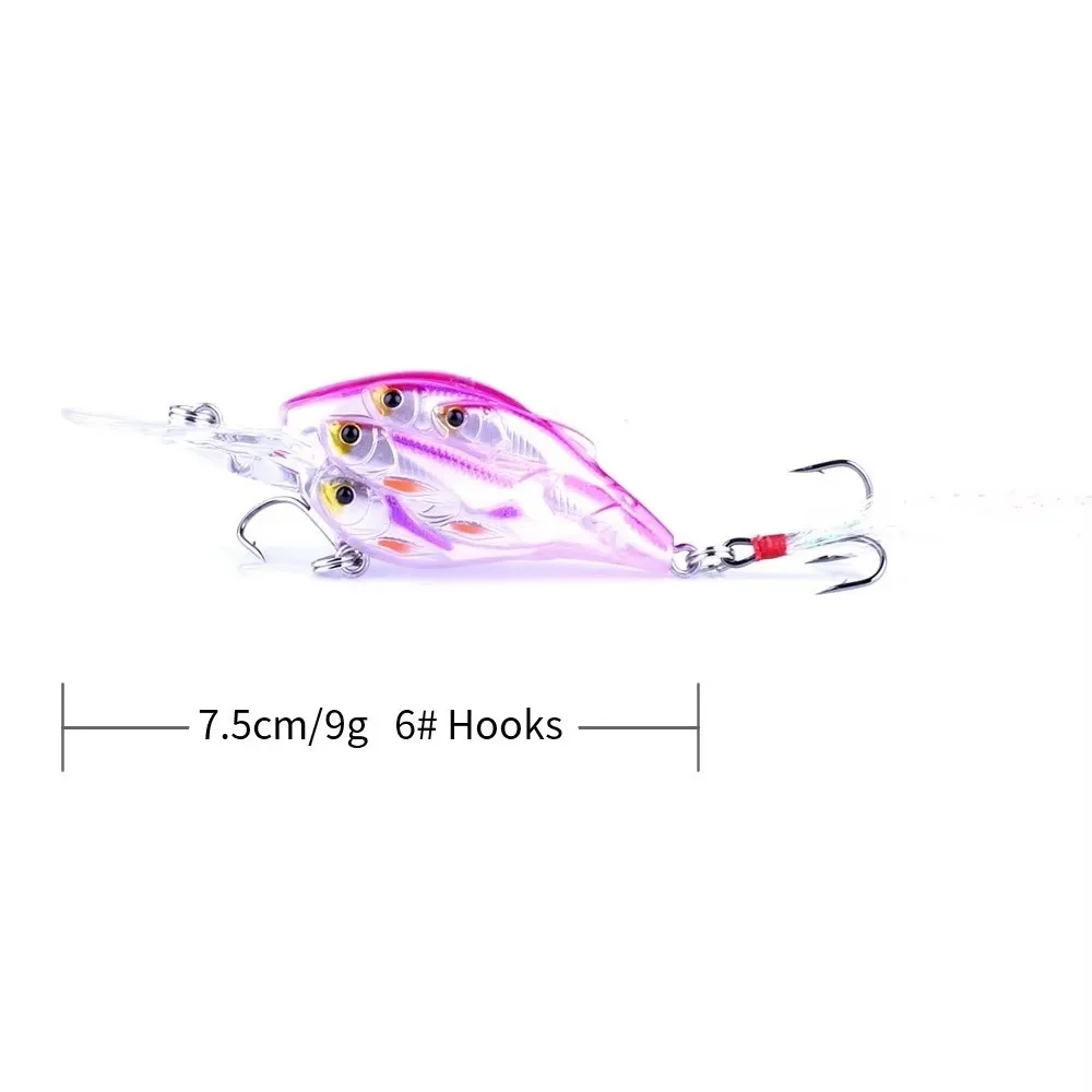 Señuelo de pesca con acabado brillante y ojos 3D