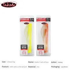 Señuelos blandos TAKEDO con cola en T luminosos y sonoros para mar