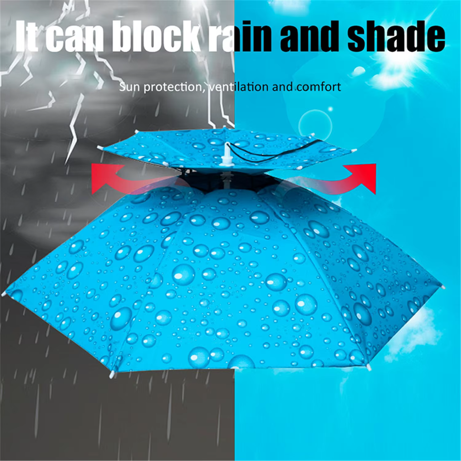 Sombrero parasol impermeable verde militar – Plegable para pesca y playa - imagen 4
