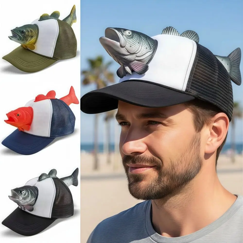 Gorra Trucker de pesca 3D con malla ajustable transpirable - imagen 3