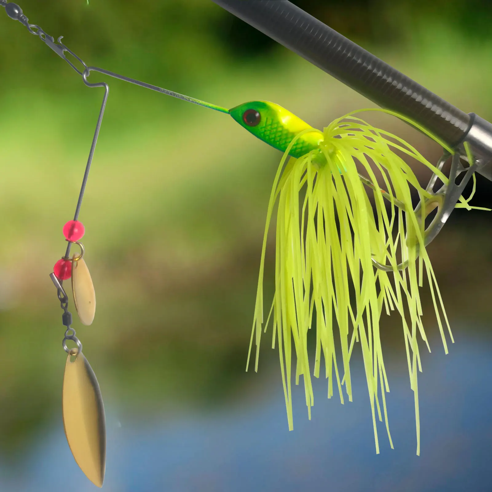 Free Fisher Spinnerbait con faldas de goma y lentejuelas Buzzbait - imagen 5