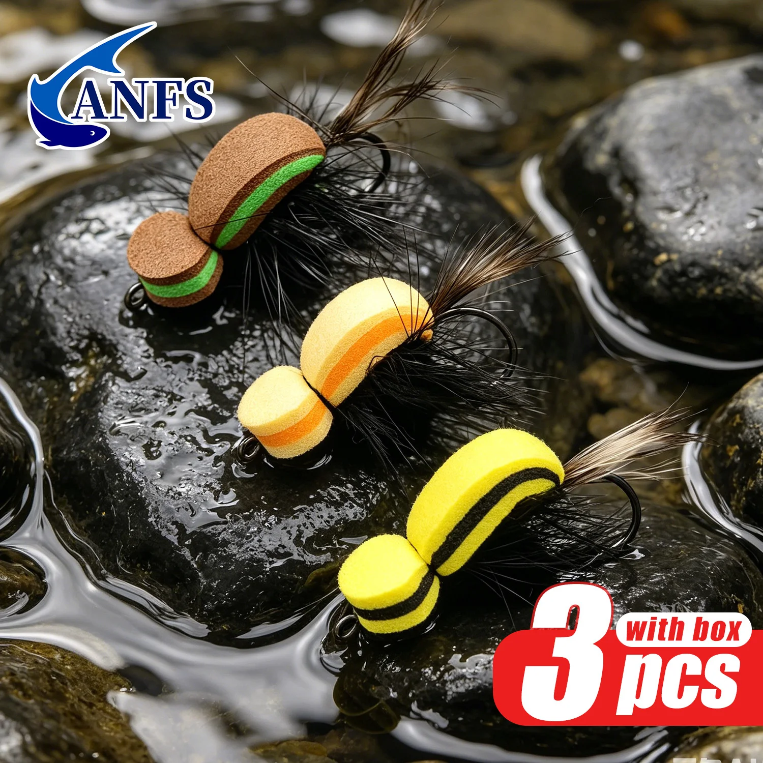 Moscas de espuma secas ANFS hechas a mano – Colores surtidos - imagen 5