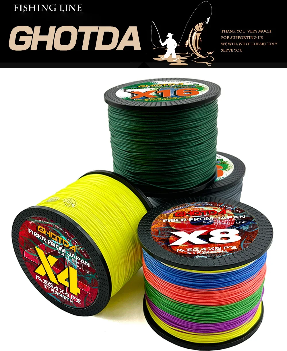 Línea de pesca GHOTDA trenzada multicolores