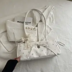 Bolsa tote de pesca caqui con cordón, bolso de hombro ligero
