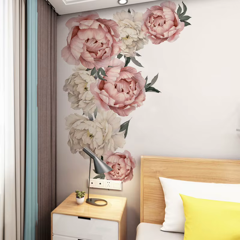 Pintura decorativa 3D de flores de peonía para pared y salón - imagen 5