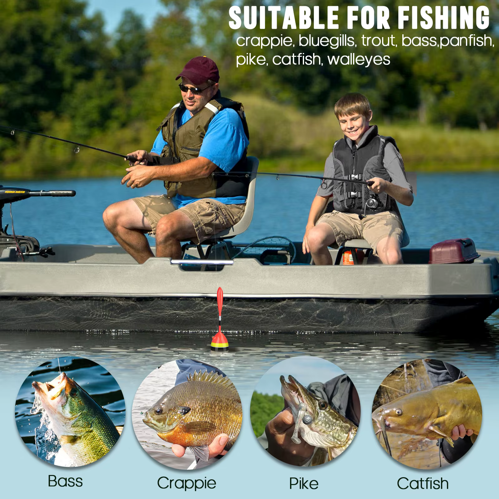 Flotadores Deslizantes de Balsa – 2-3″ para Crappie y Walleye - imagen 5