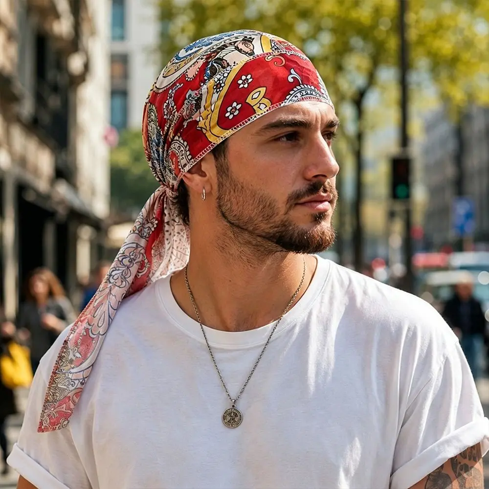 Hijab paisley pre-atado elástico de seda durag ajustable - imagen 4