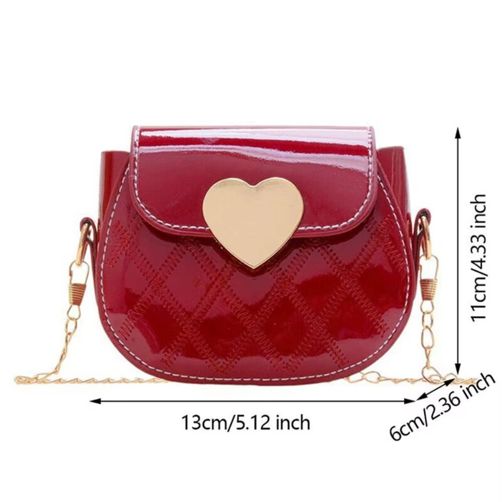 Bolsa cruzada infantil con forma de corazón de durazno en colores vivos