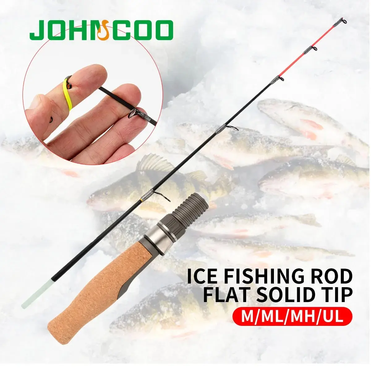 Caña de pesca en hielo UL/MH fibra vidrio mango corcho punta - imagen 2