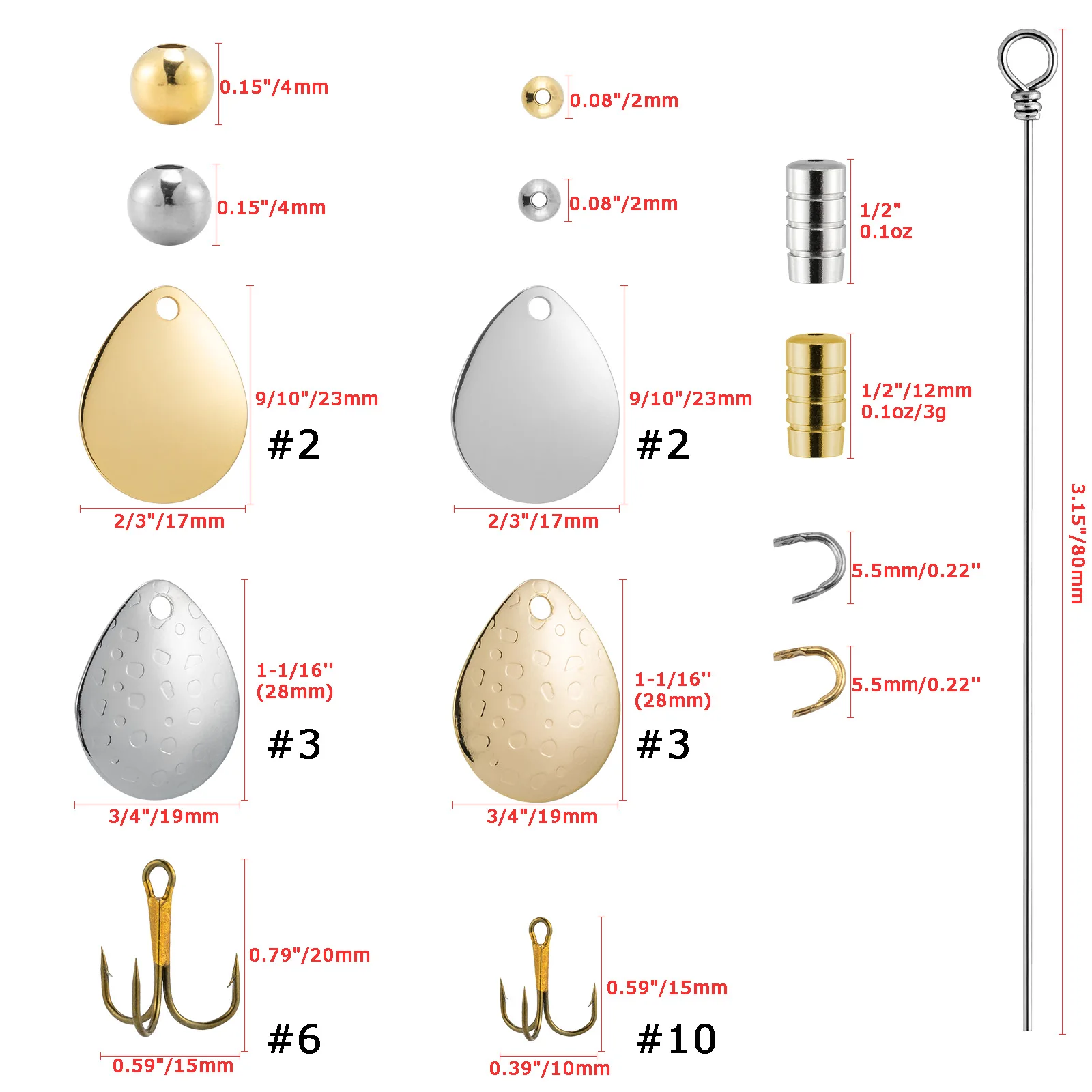 Kit spinnerbait con cuchilla Colorado y anzuelo triple trucha lubina - imagen 5