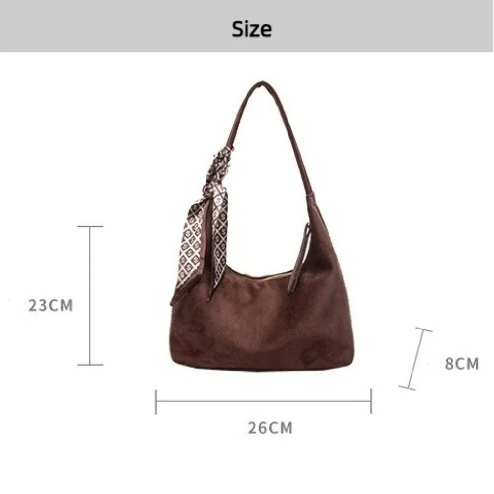 Bolso tote de ante sintético con cremallera y pañuelo de seda - imagen 5