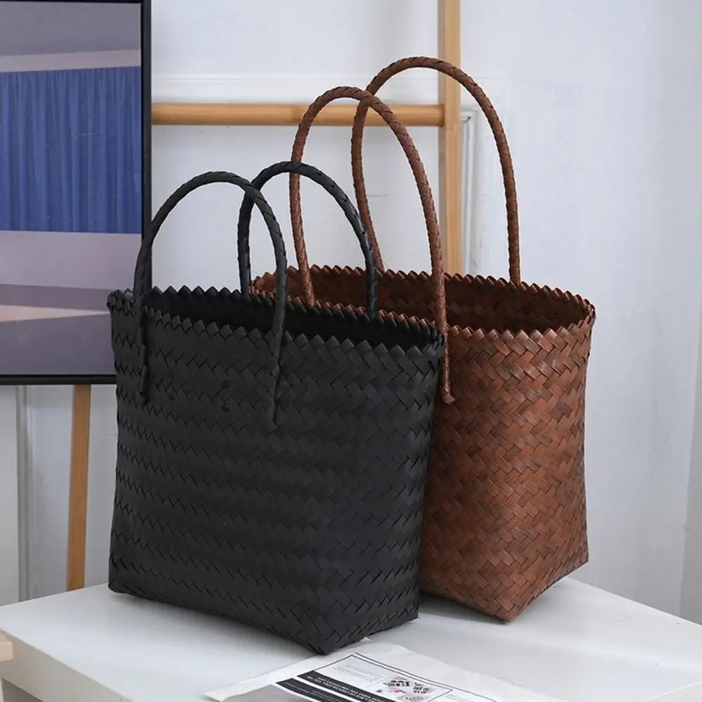 Bolsa shopper de tejido trenzado con gran capacidad y bandolera - imagen 5