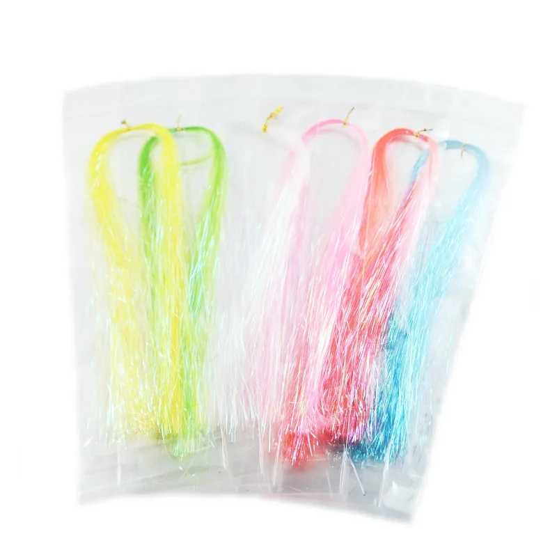 Hebras de Flash brillantes para atado de moscas, streamer iridiscente