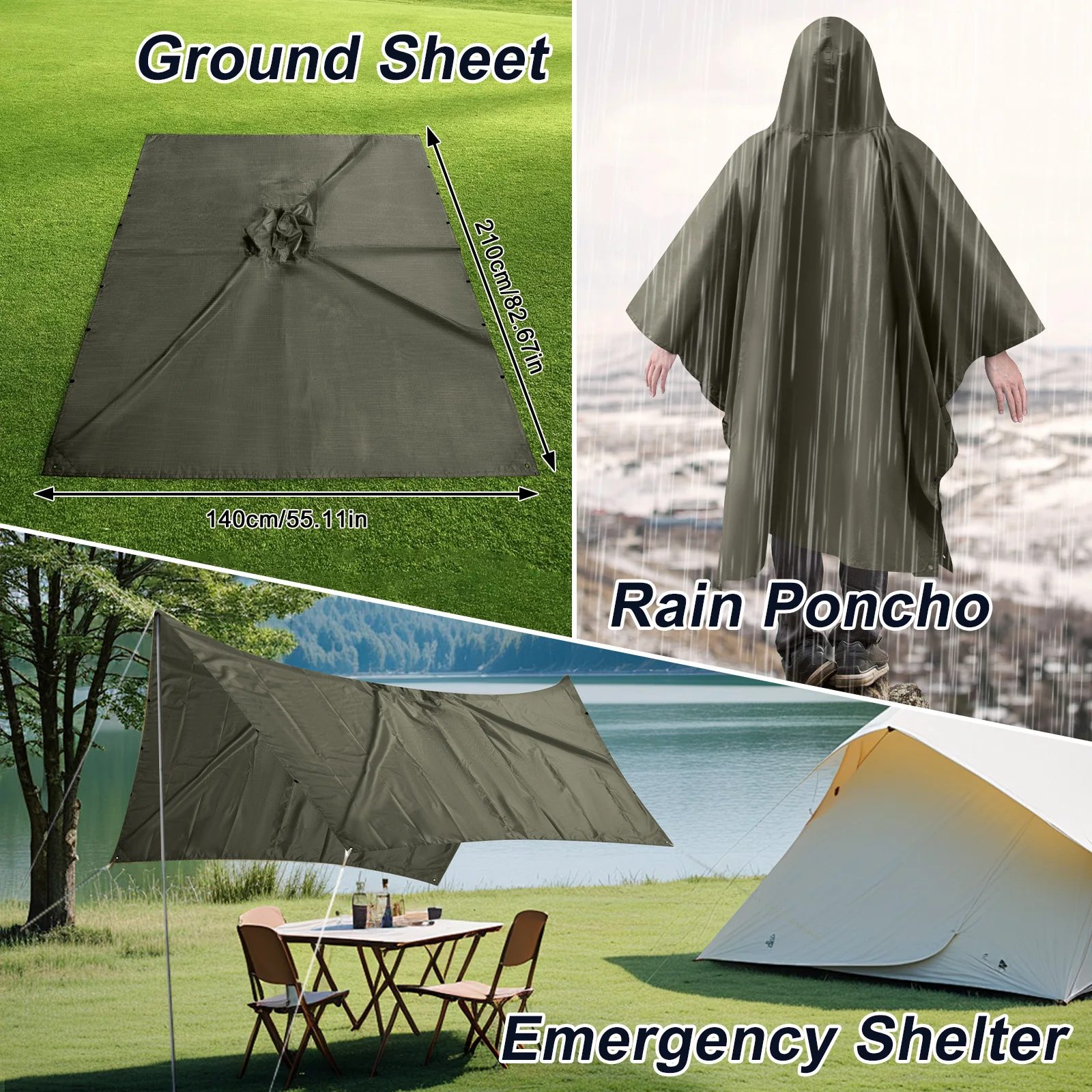 Poncho de lluvia ligero e impermeable con capucha para pesca deportiva - imagen 2
