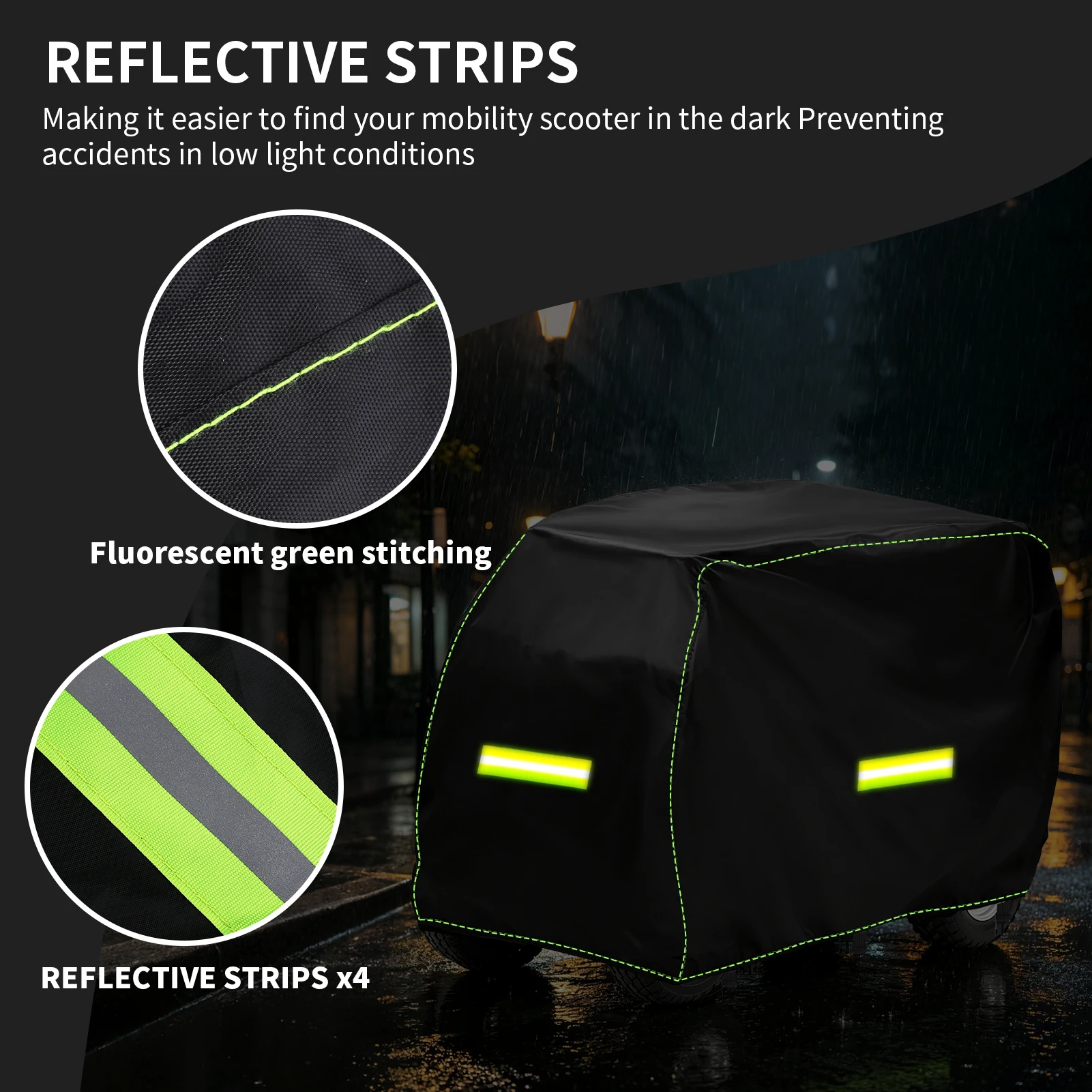 Funda impermeable Oxford para scooter eléctrico con tiras reflectantes