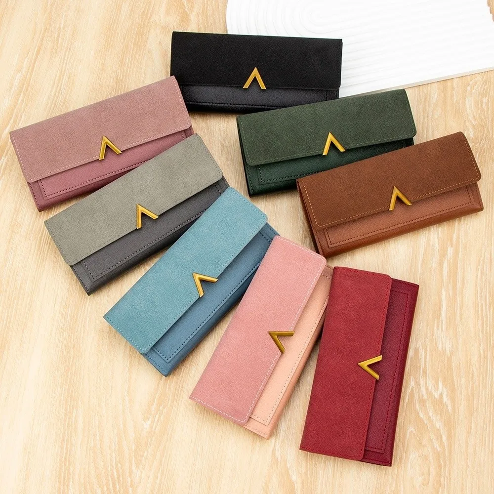 Cartera triple PU con monedero, cierre de broche para mujer - imagen 2