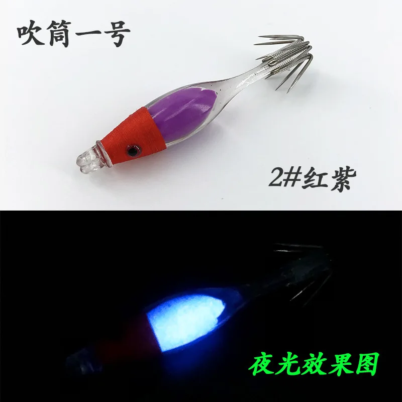 Pajarito para calamar fluorescente multicolor con forma de gamba