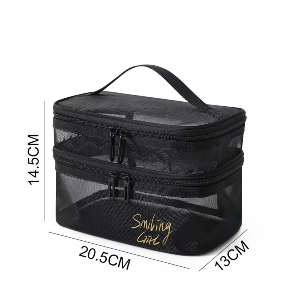 Bolsa de cosméticos de viaje Nylon doble capa para mujer - imagen 3