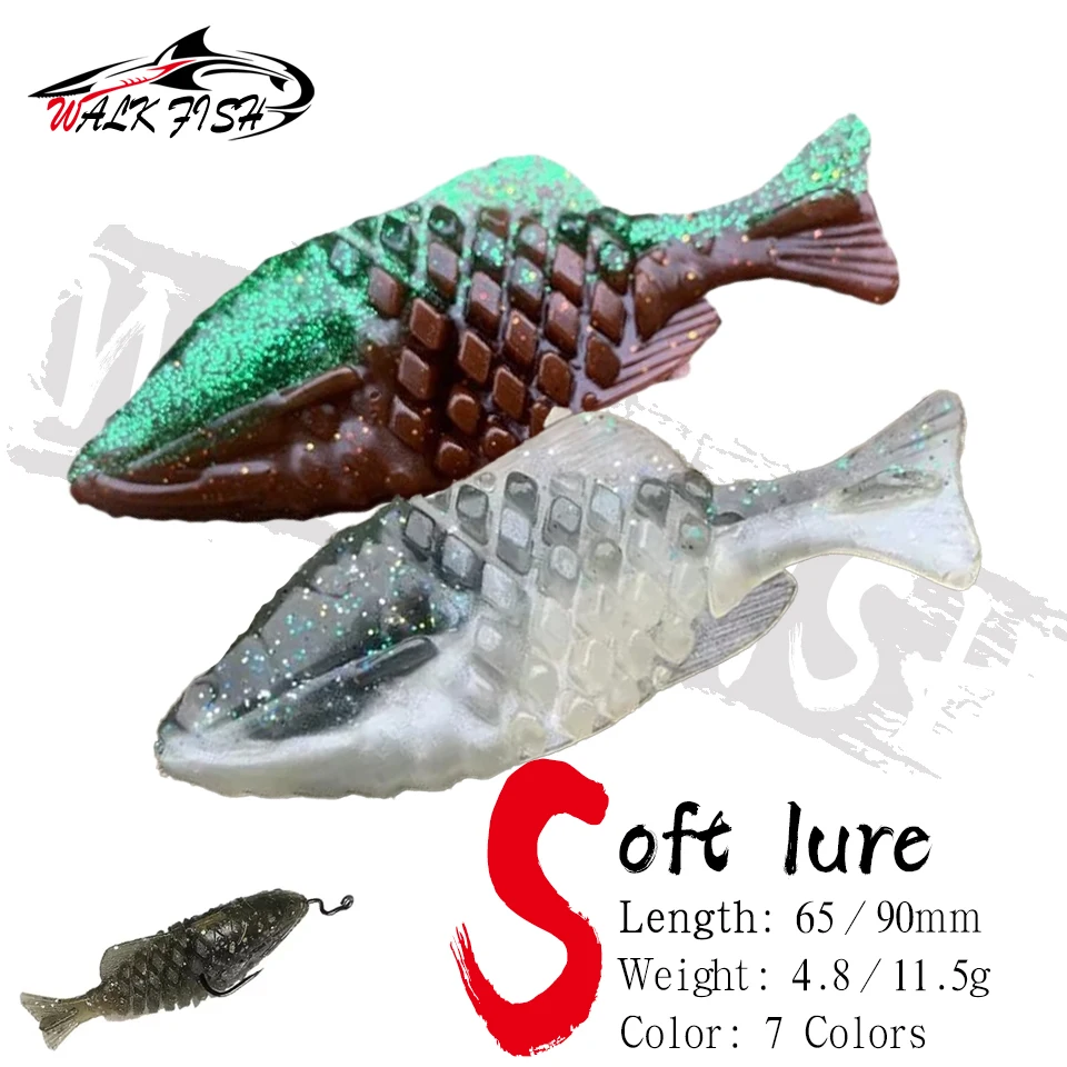 WALK FISH Señuelos blandos de silicona para carpa, imitación pez